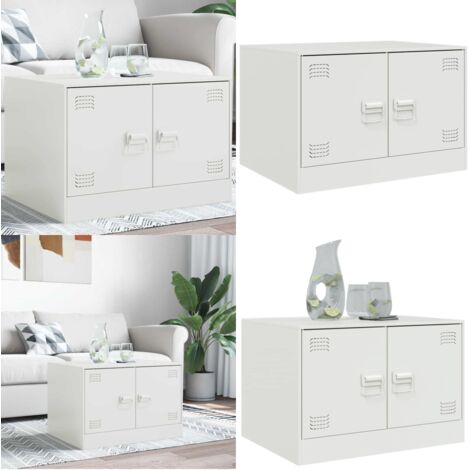 Mesa de centro acero blanco 67x50x44 cm - Acero laminado - Almacenamiento