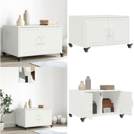 Mesa de centro acero blanco 68x50x43,5 cm - Acero laminado - Almacenamiento