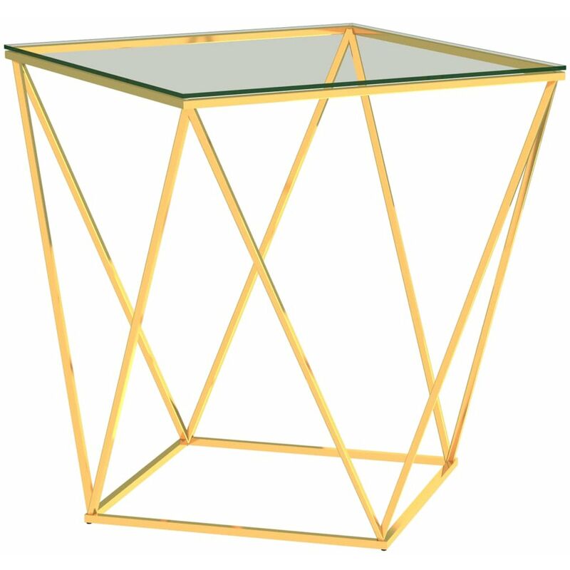 

Mesa de centro acero inoxidable dorado transparente 50x50x55 cm