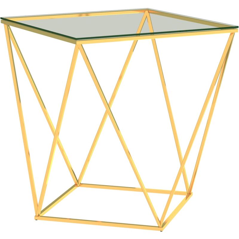 

Mesa de centro acero inoxidable dorado transparente 50x50x55 cm