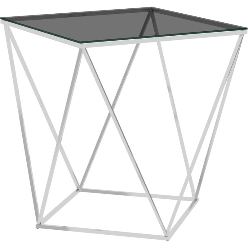 

vidaXL Mesa de centro acero inoxidable plateado y negro 50x50x55 cm - Plateado