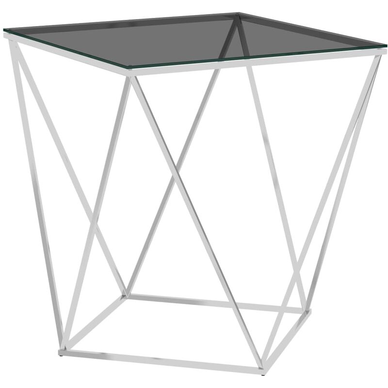 

Mesa de centro acero inoxidable plateado y negro 50x50x55 cm