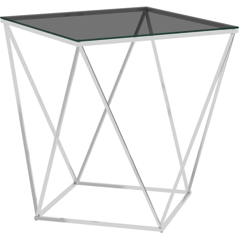 

Mesa de centro acero inoxidable plateado y negro 50x50x55 cm - Plateado
