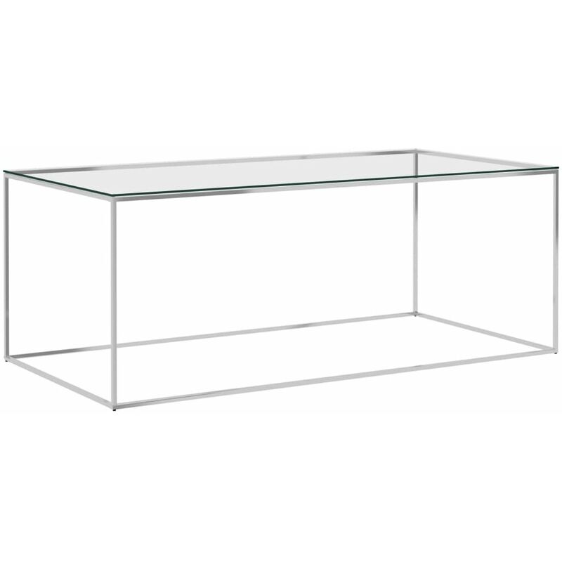

Mesa de centro acero inoxidable y vidrio plateada 120x60x45 cm