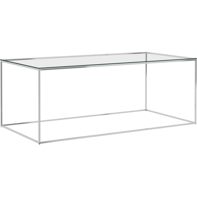

Mesa de centro acero inoxidable y vidrio plateada 120x60x45 cm