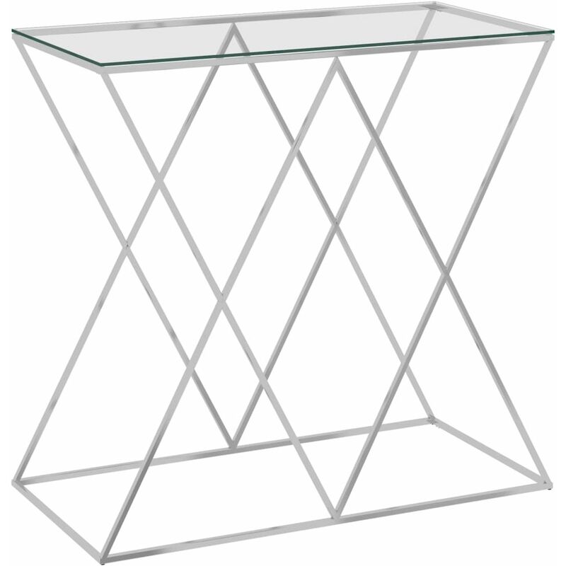 

Mesa de centro acero inoxidable y vidrio plateada 55x55x55 cm