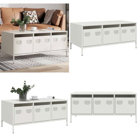 Mesa de centro acero laminado en frío blanco 101,5x50x43,5 cm - Acero laminado - Mesa de salón