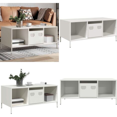 Mesa de centro acero laminado en frío blanco 101,5x50x43,5 cm - Acero laminado - Mesa de salón