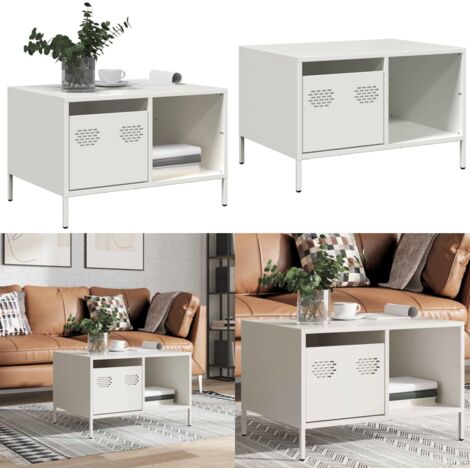 Mesa de centro acero laminado en frío blanco 68,5x50x43,5 cm - Acero laminado - Mesa de salón