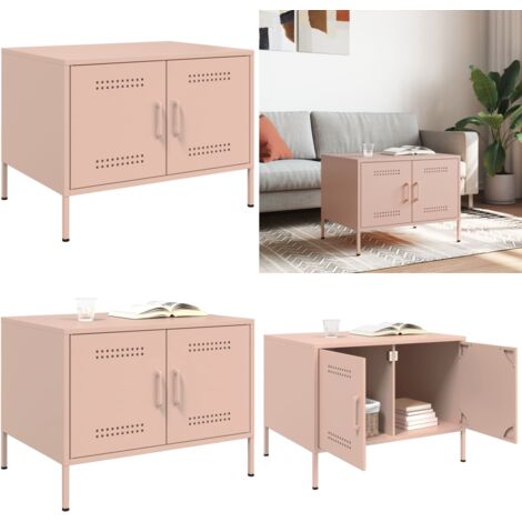Mesa de centro acero rosa 68x50x50,5 cm - Mesa de salón - Mesa de té