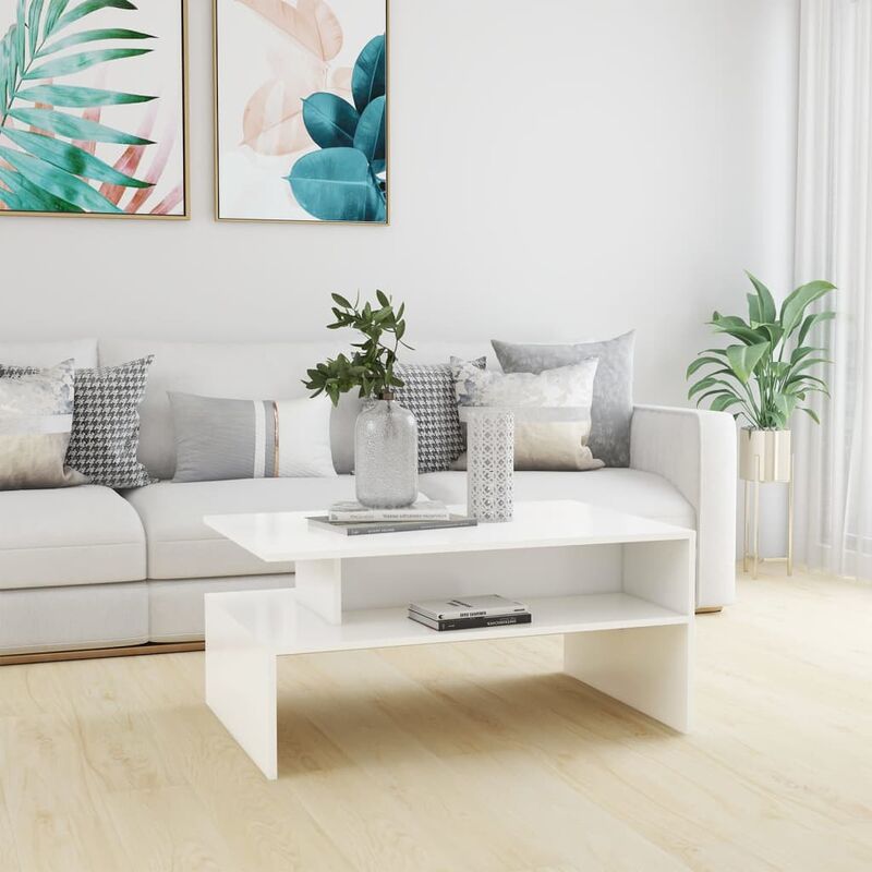 

Mesa de centro aglomerado blanca 90x60x42,5 cm