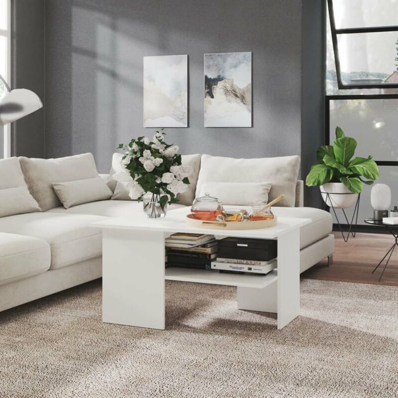 

Mesa de centro aglomerado blanca 90x60x46,5 cm