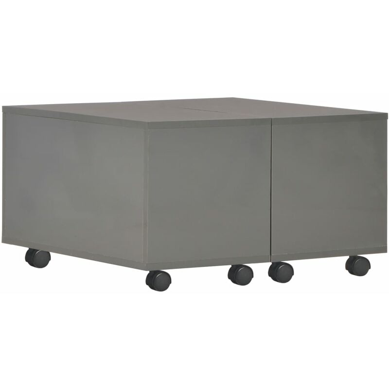 

vidaXL Mesa de Centro de Aglomerado 60x60x35 cm Gris Brillante - Gris