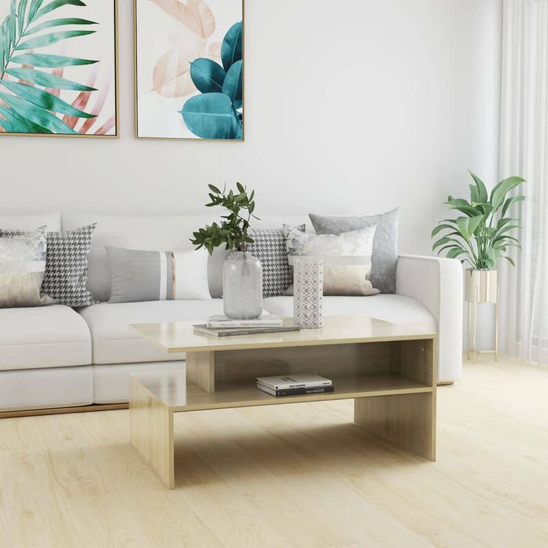 

Mesa de centro aglomerado color roble Sonoma 90x60x42,5 cm