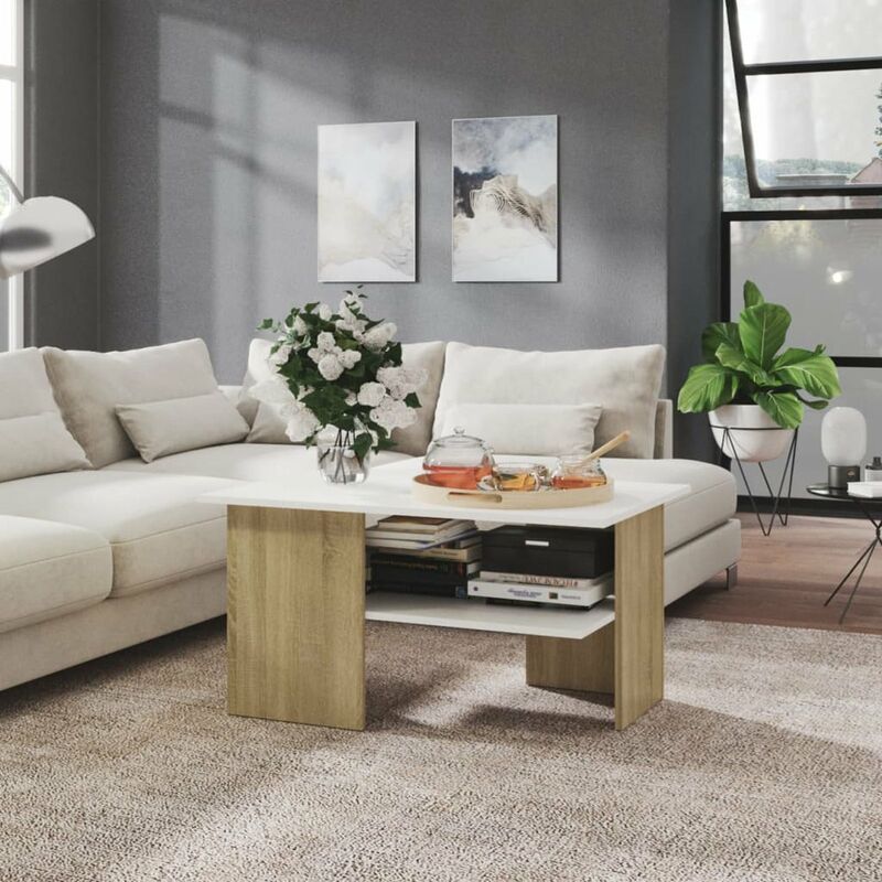 

Happyshopping - Mesa de centro aglomerado color roble Sonoma 90x60x46,5 cm