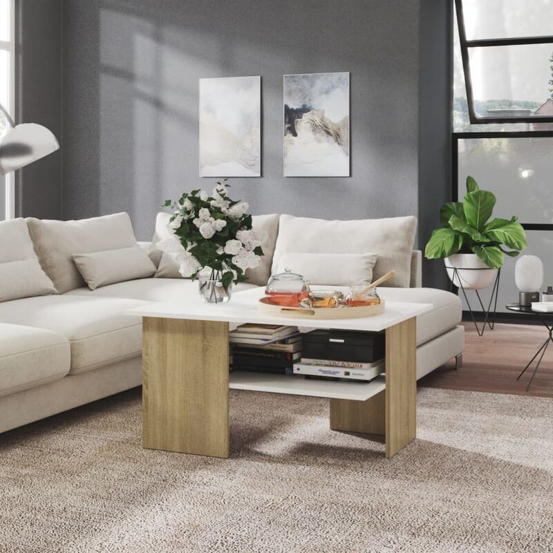 

Mesa de centro aglomerado color roble Sonoma 90x60x46,5 cm