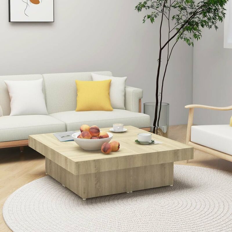 

Mesa de centro aglomerado color roble Sonoma 90x90x28 cm