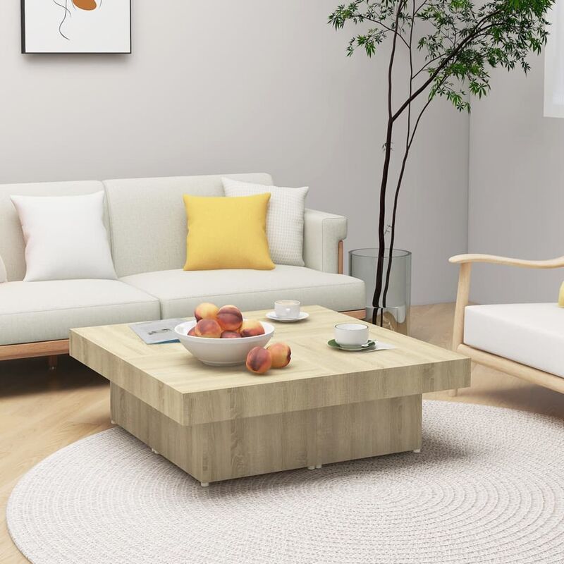 

Mesa de centro aglomerado color roble Sonoma 90x90x28 cm