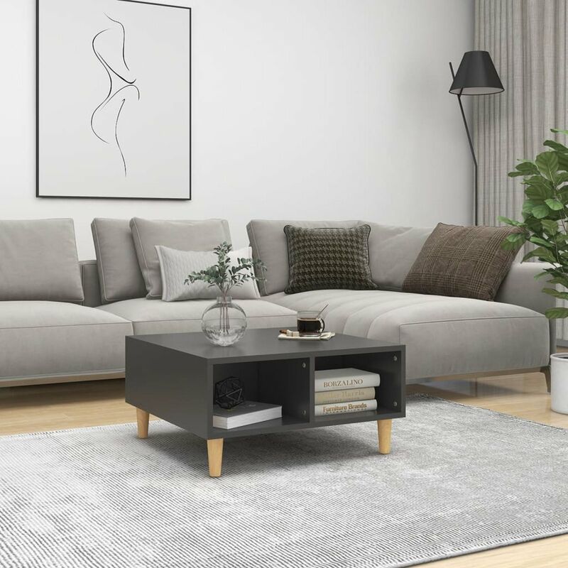 

Mesa de centro aglomerado gris 60x60x30 cm