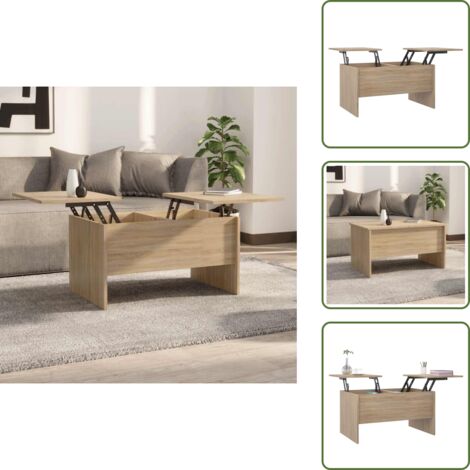 Mesa de centro ajustable - vidaXL Mesa de centro madera de ingeniería roble Sonoma 80x50x42,5 cm - Mesa de centro roble Sonoma