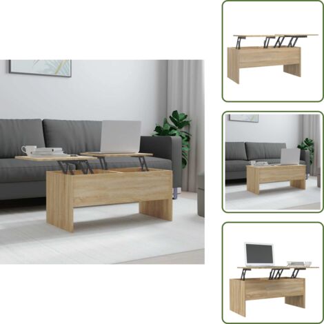 Mesa de centro ajustable - vidaXL Mesa de centro madera ingeniería roble Sonoma 102x50,5x46,5 cm - Mesa de centro roble Sonoma