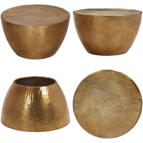 Mesa de centro aluminio martillado latón Ø 50x30 cm - Mesa decorativa - Mesa de sofá