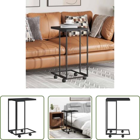 Mesa de centro -  Armario auxiliar con ruedas contrachapado negro 40x30x63,5 cm
