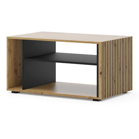 Mesa de centro AURIS 87x55 negro mate / roble artesanal