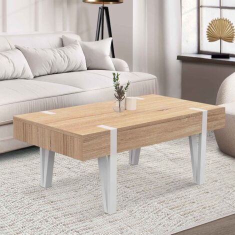 Mesa de centro AUSTRIA de 1 cajón con patas de pino blanco