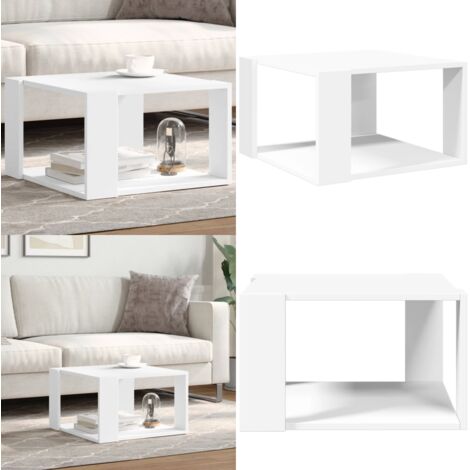 Mesa de centro blanca 51,5x51,5x30 cm madera de ingeniería - Madera sintética - Almacenamiento