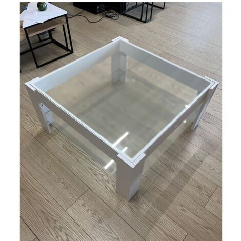 Mesa de centro blanca Homy con tapa de doble vidrio.