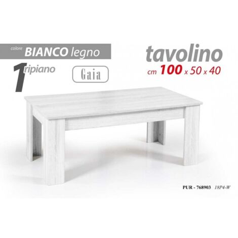 Mesa de centro blanca para salón Con un estante cm 100 x 50 x 40 h