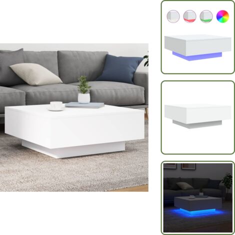 Mesa de centro blanca - vidaXL Mesa de centro con luces LED blanco 80x80x31 cm - Mesa de centro con diseño versátil