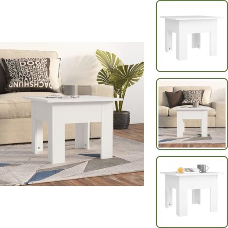 Mesa de centro blanca - vidaXL Mesa de centro madera contrachapada blanco 55x55x42 cm - Mesa auxiliar