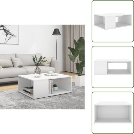 Mesa de centro blanca - vidaXL Mesa de centro madera contrachapada blanco 90x67x33 cm - Mesa de centro con estantes