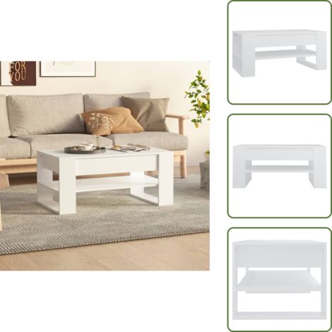 Mesa de centro blanca - vidaXL Mesa de centro madera de ingeniería blanco 102x55x42 cm -