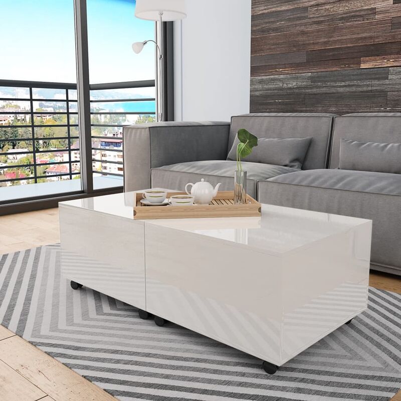 

Mesa de centro blanco brillante 120x60x35 cm - Blanco