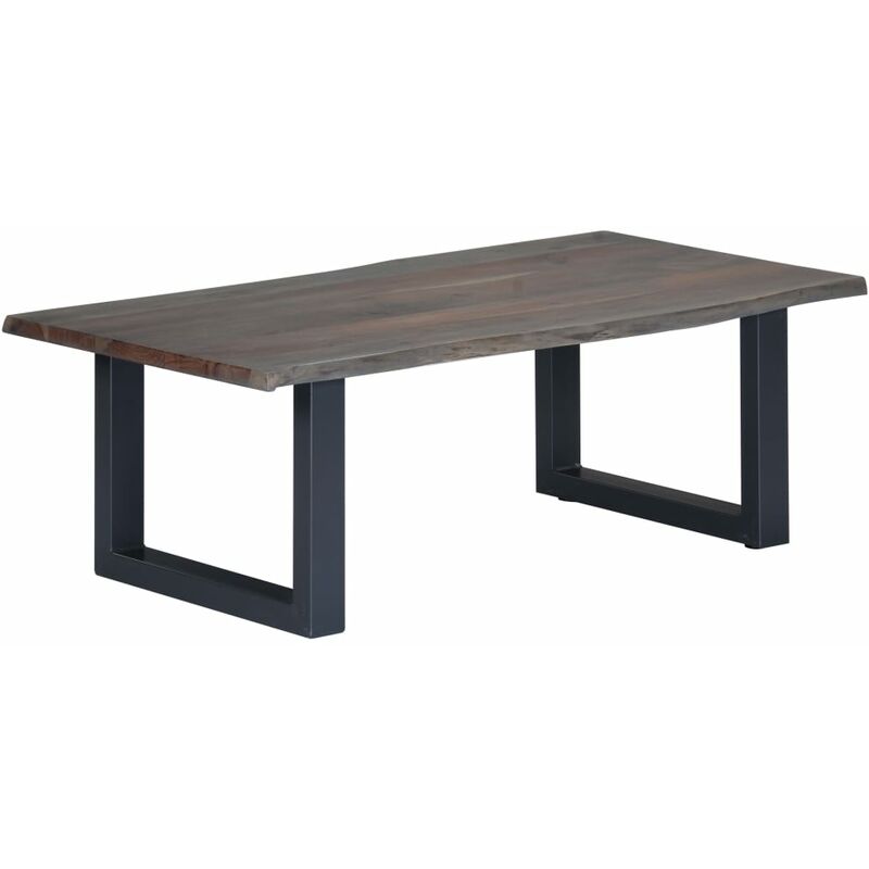 

Mesa de centro borde natural de acacia maciza gris 115x60x40 cm - Gris