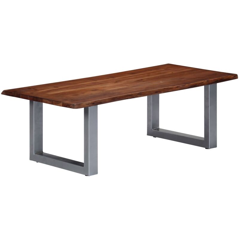 

Mesa de centro borde natural madera maciza acacia 115x60x40 cm