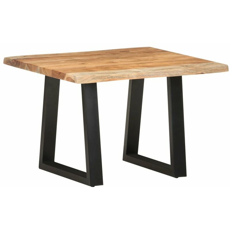 

Mesa de centro borde natural madera maciza acacia 60x60x40 cm