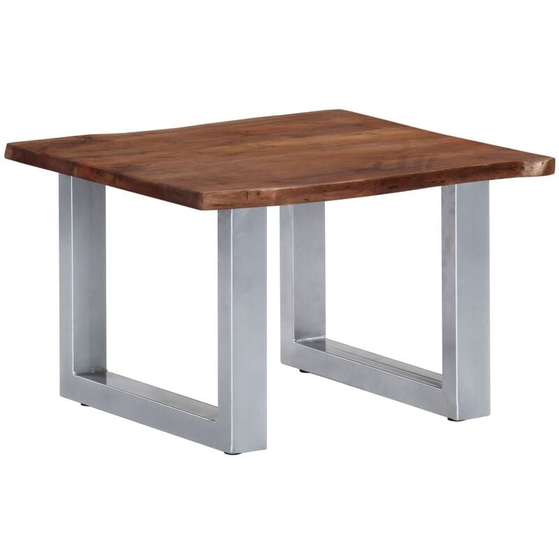 

Mesa de centro borde natural madera maciza acacia 60x60x40 cm