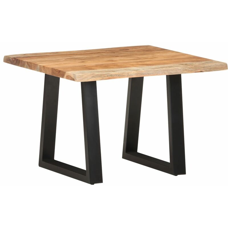

Mesa de centro borde natural madera maciza acacia 60x60x40 cm