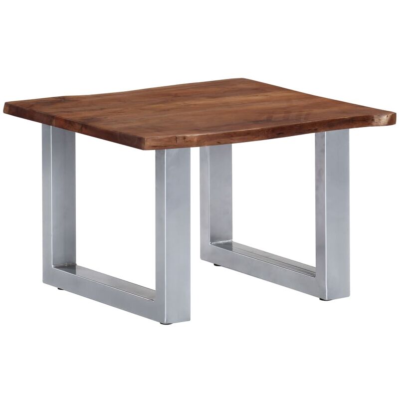 

Mesa de centro borde natural madera maciza acacia 60x60x40 cm - Marrón