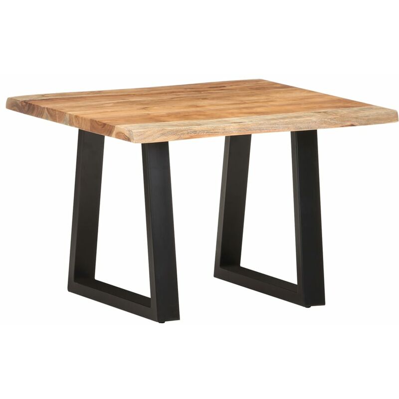 

Mesa de centro borde natural madera maciza acacia 60x60x40 cm