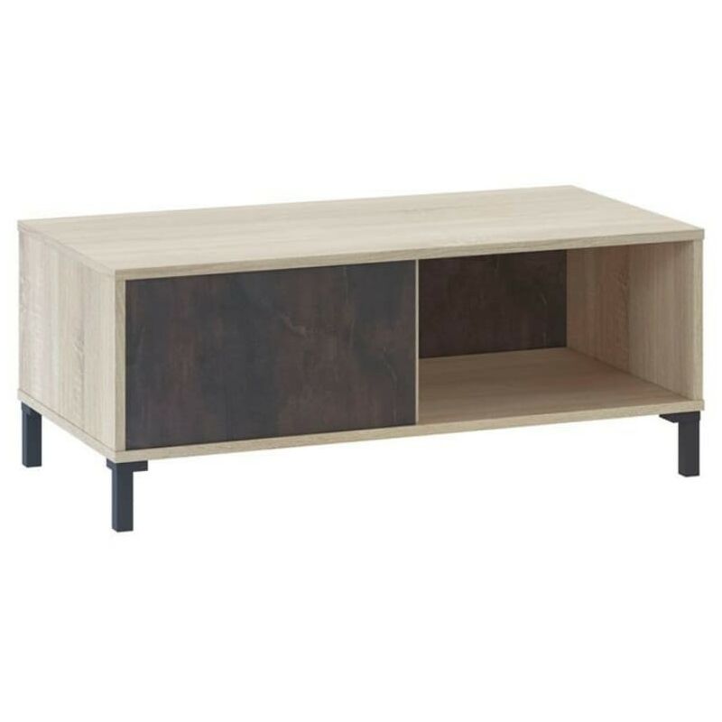 

Mesa auxiliar centro salón Andy estilo moderno industrial comedor óxido y roble 100x50x40 cm