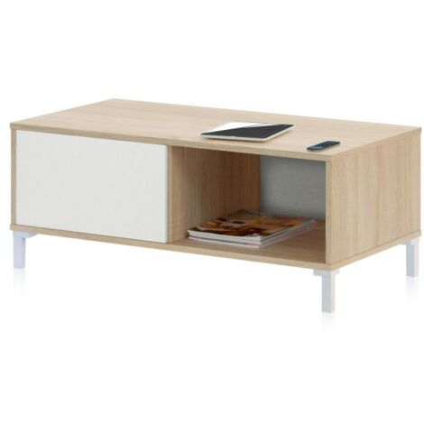 Mesa centro modelo Urban Plus acabado roble/blanco. Medidas: 100 cm (Ancho) x 50 cm (Fondo) x 40 cm (Alto)