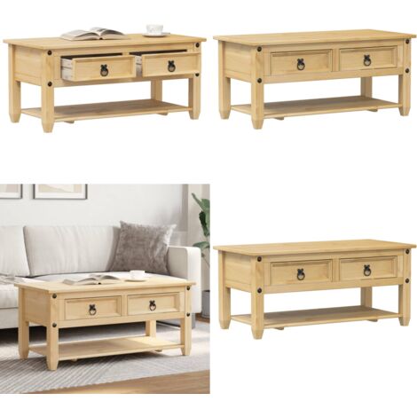 Mesa de centro cajones Corona madera maciza pino 100x48x45 cm - Cajones - Madera maciza