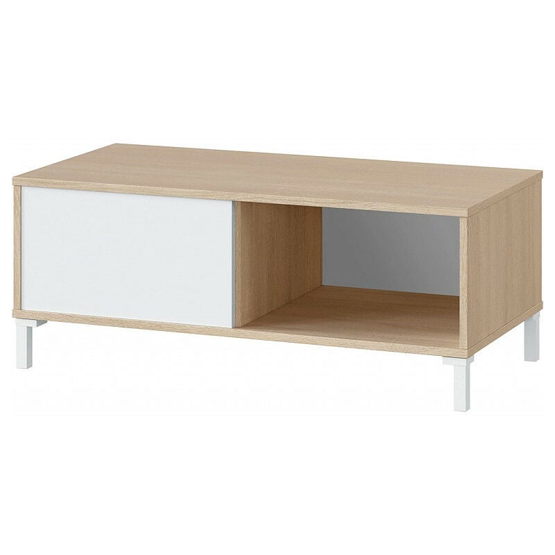 

Mesa de centro color blanco y roble con revistero