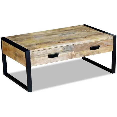 Mesa de centro con 2 cajones madera maciza mango 100x60x40 cm vidaXL