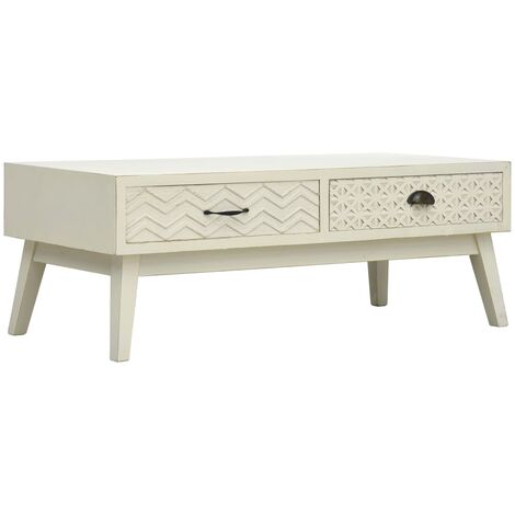 Mesa de centro con 2 cajones tallados madera gris 110x50x40 cm vidaXL